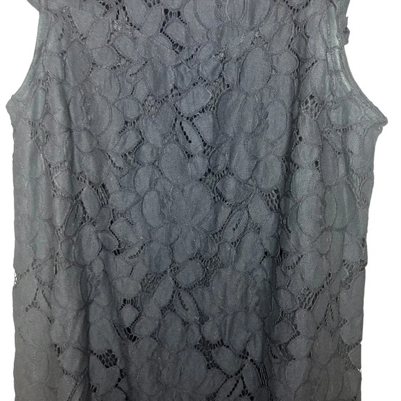 Monteau dress lace overlay flutter sleeve navy blue women’s size medium - Picture 4 of 10